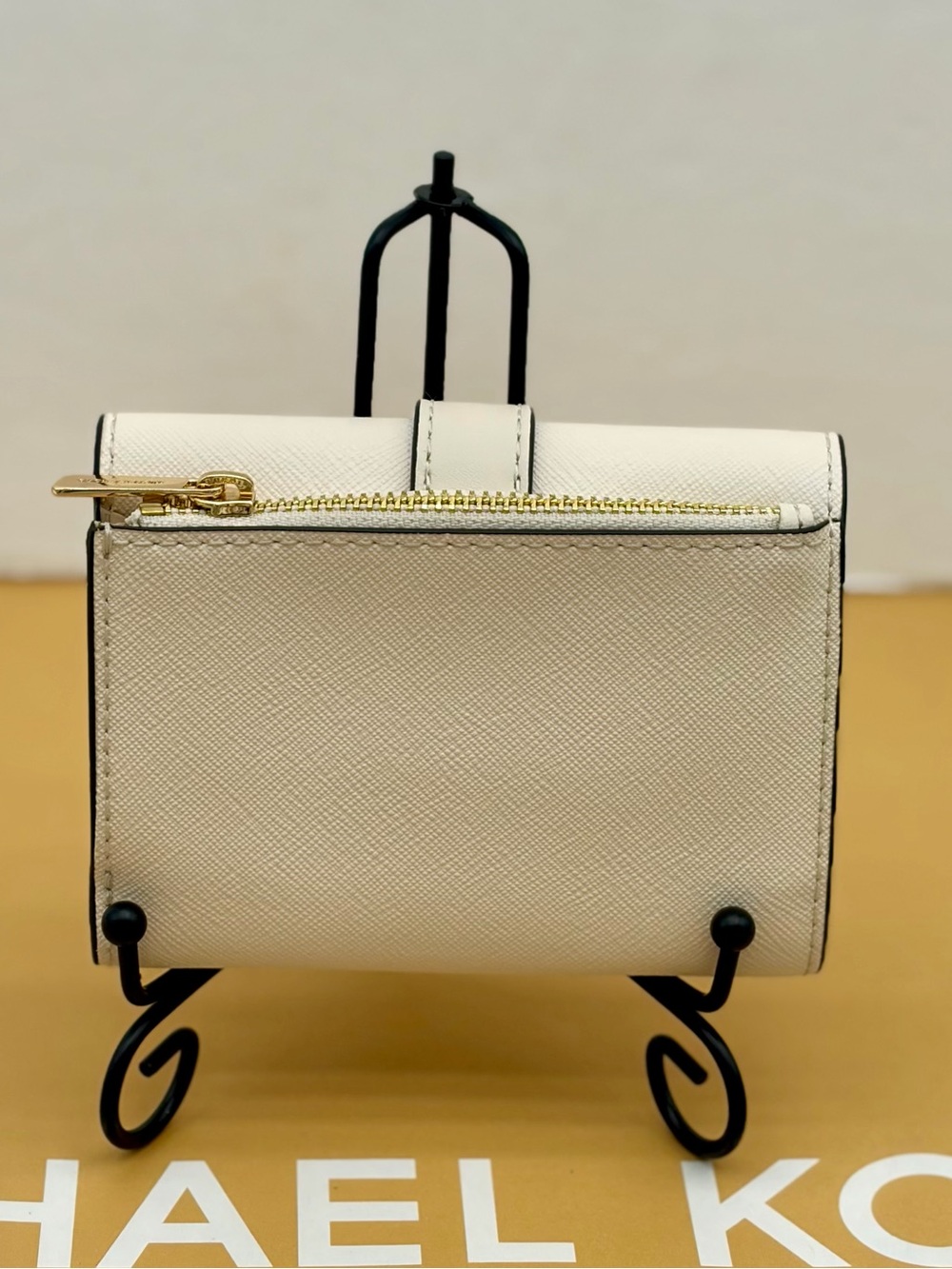 Michael Kors Ivory Compact Wallet with Pink Floral Accents - Picture 11 of 12